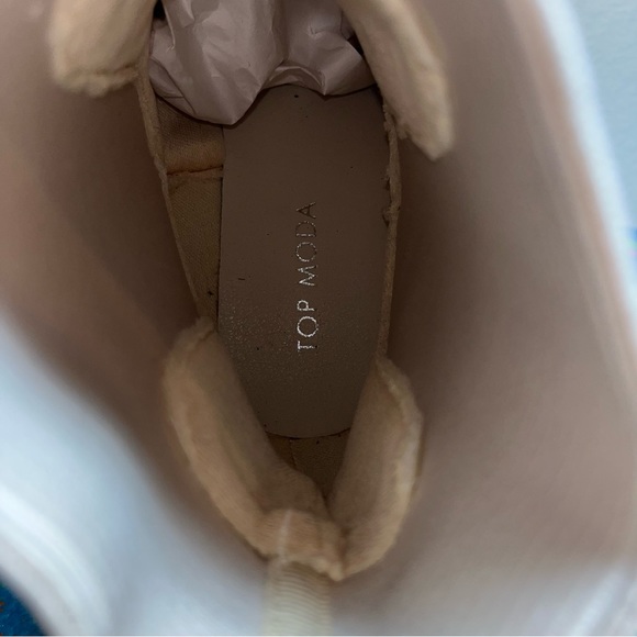 New top Moda Women faux leather Ankle Slip On Platform booties cream size 7.5 - Picture 6 of 8